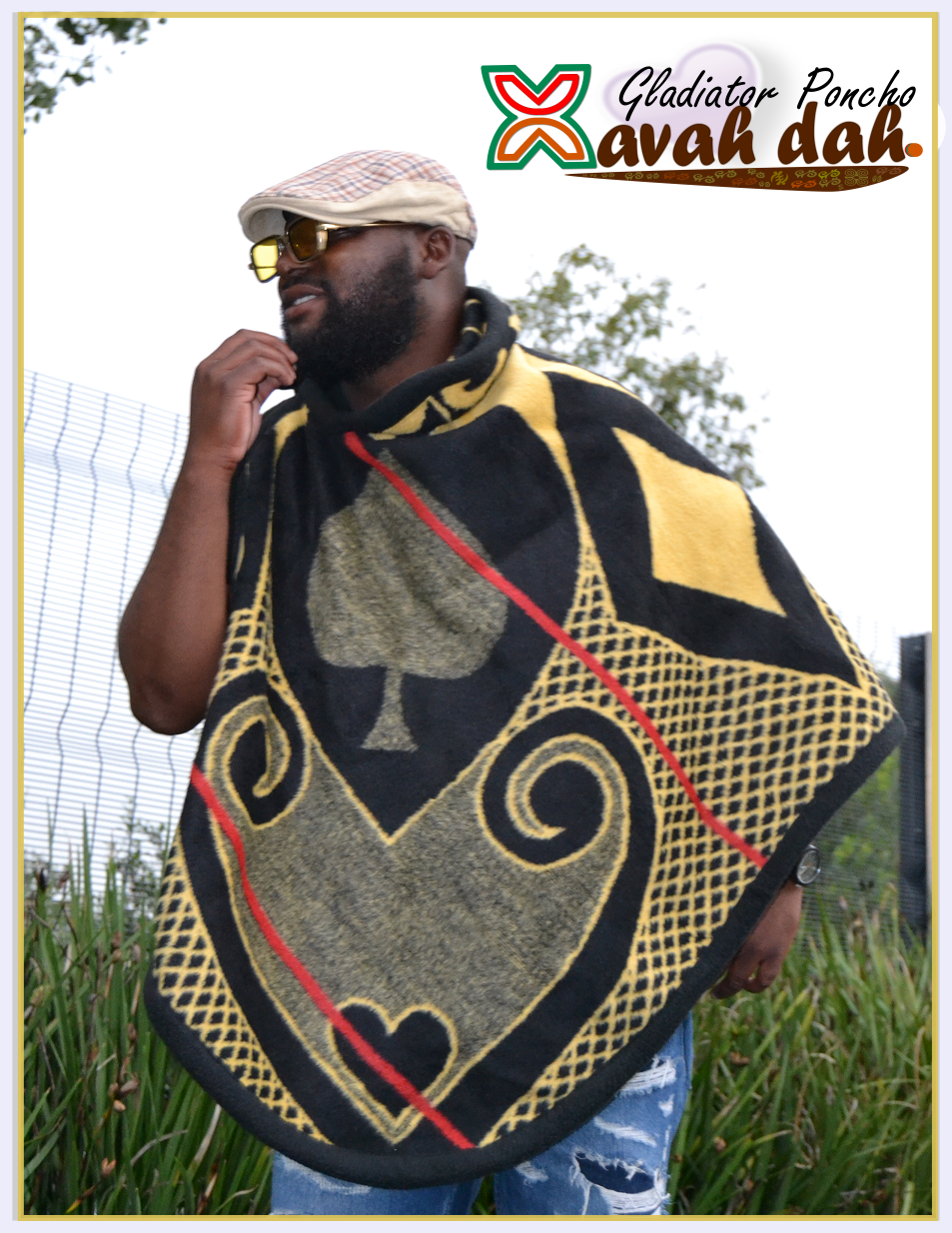 Poncho/ Throw - "Gladiator - (Yellow and Black) - Basotho Blanket