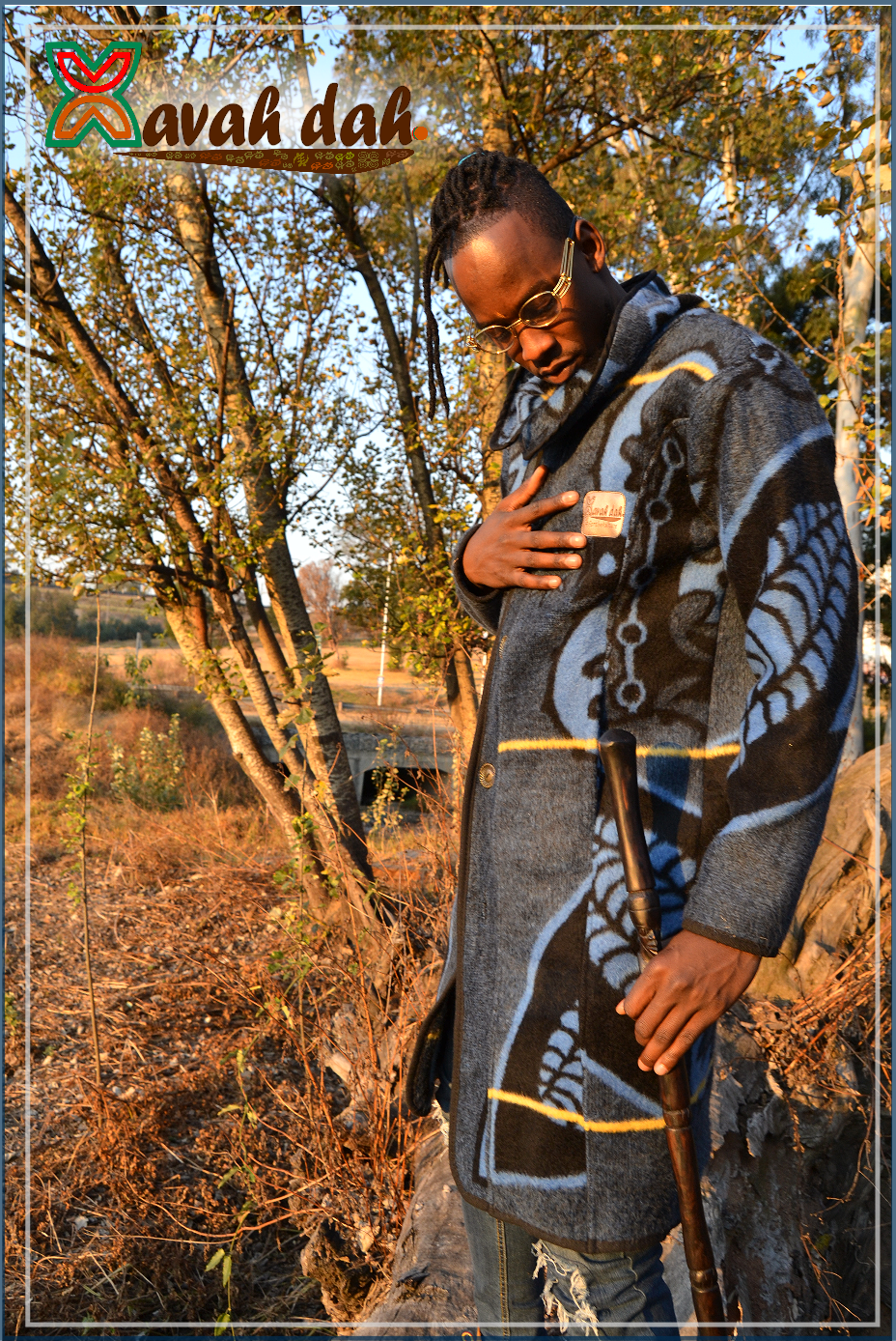 Basotho Blanket - Jaguar Long Jacket (Royal Blue)