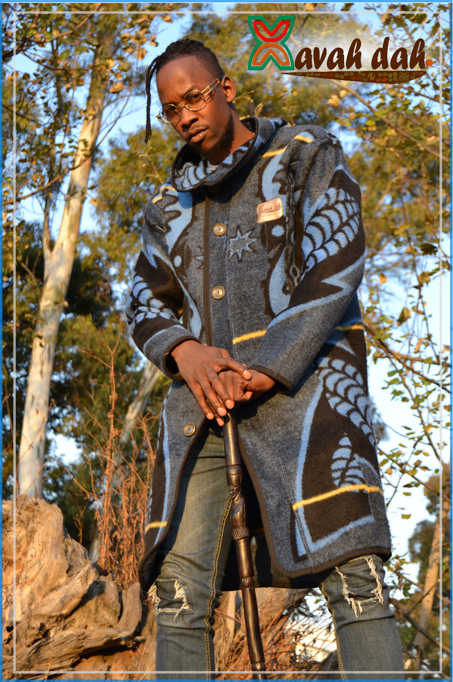 Basotho Blanket - Jaguar Long Jacket (Royal Blue)