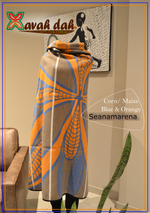 Load image into Gallery viewer, Basotho Blanket - Seanamarena (Orange/ Sky Blue Lines Maize/Corn)
