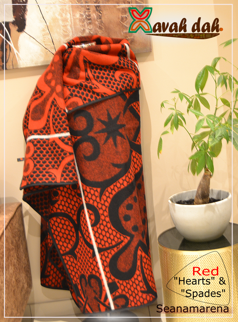 Basotho Blanket - Seanamarena - Red - Hearts