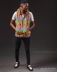 Lifestyle Sleeveless Hoodie Jacket - Ankara Patterns