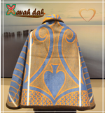 Load image into Gallery viewer, Poncho &quot;Gladiator&quot; - Orange/Sky Blue - Basotho Blanket
