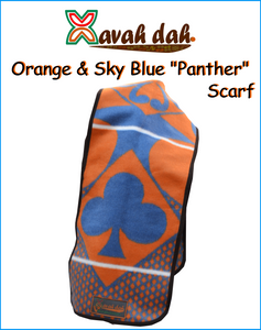 Panther Scarf -  Orange- Sky Blue