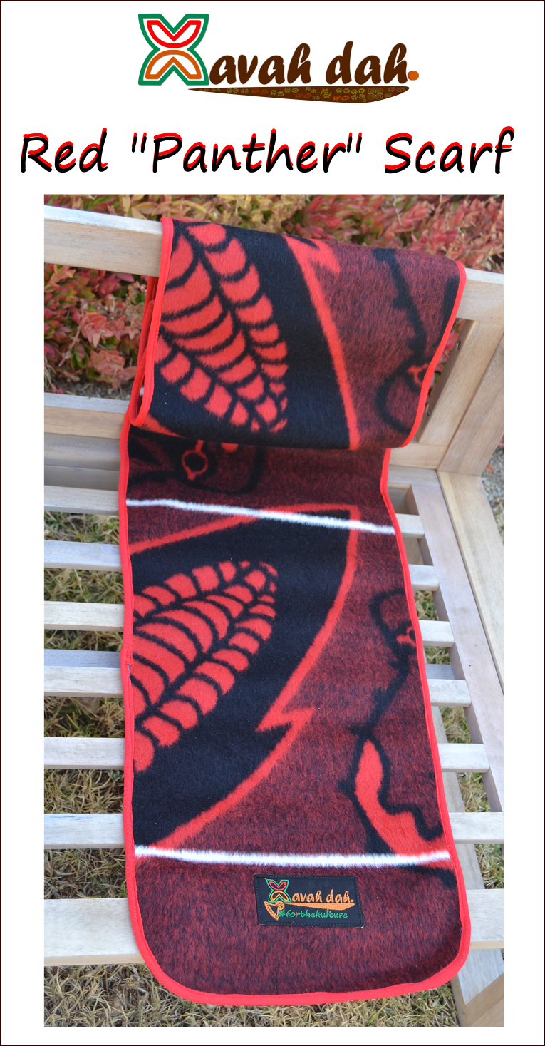 Scarf -  Red Khotso Basotho Blanket ("Panther Scarf")