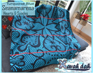 Basotho Blanket - Seanamarena (Turquoise Blue - Hearts)