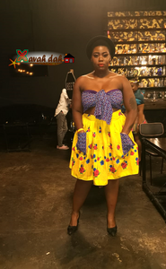 Shangani Inspired Skirt - Large - Yellow (Includes Shweshwe Wrap/Doek)