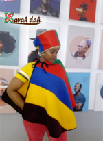 Load image into Gallery viewer, Poncho/ Throw  - Ndebele Blanket - Umbhalo Blanket
