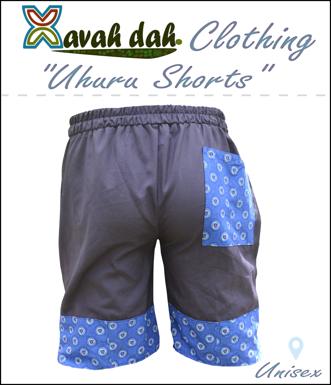 Shorts - Unisex Blue Shweshwe (Medium)