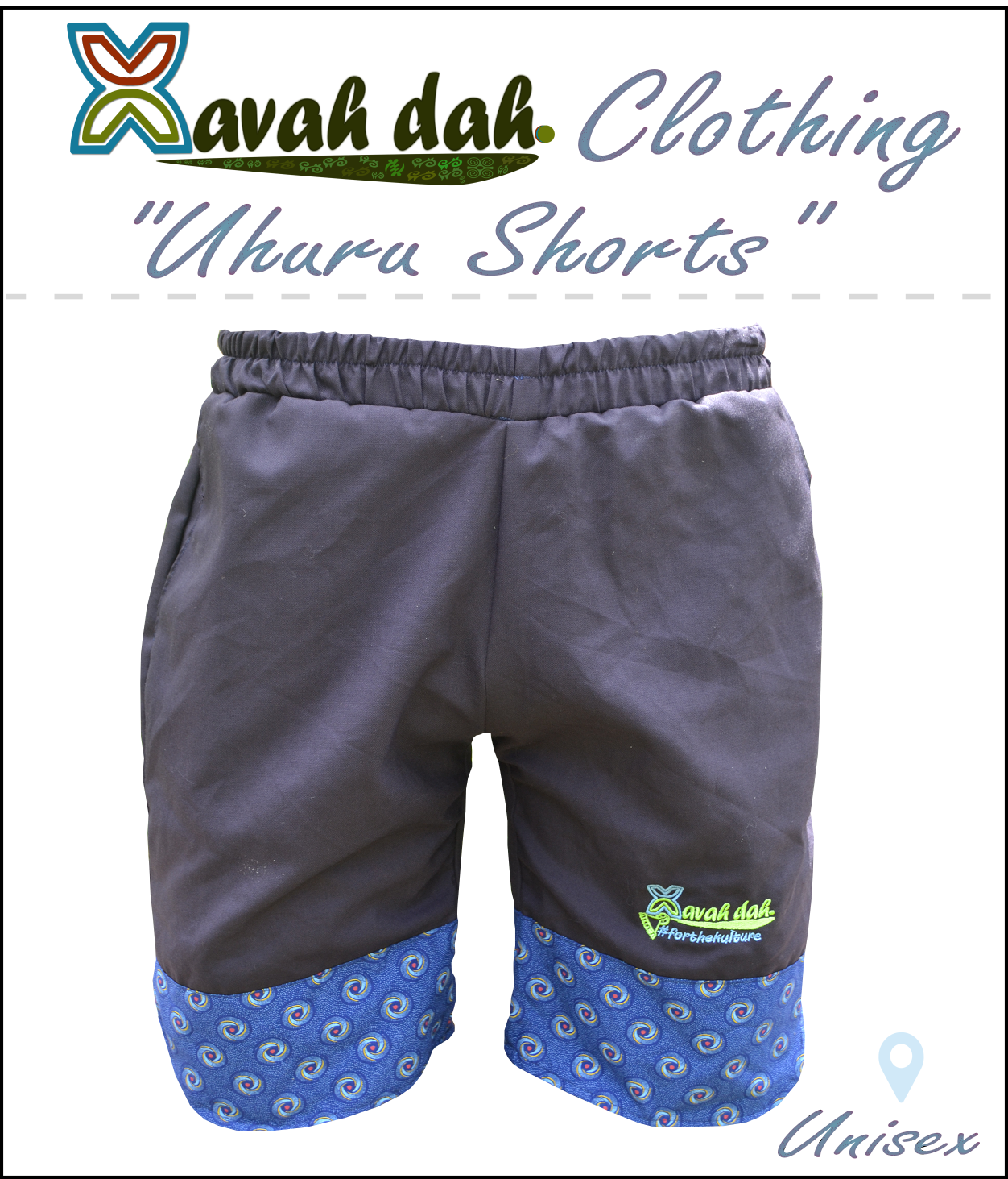 Shorts - Unisex Blue Shweshwe (Medium)