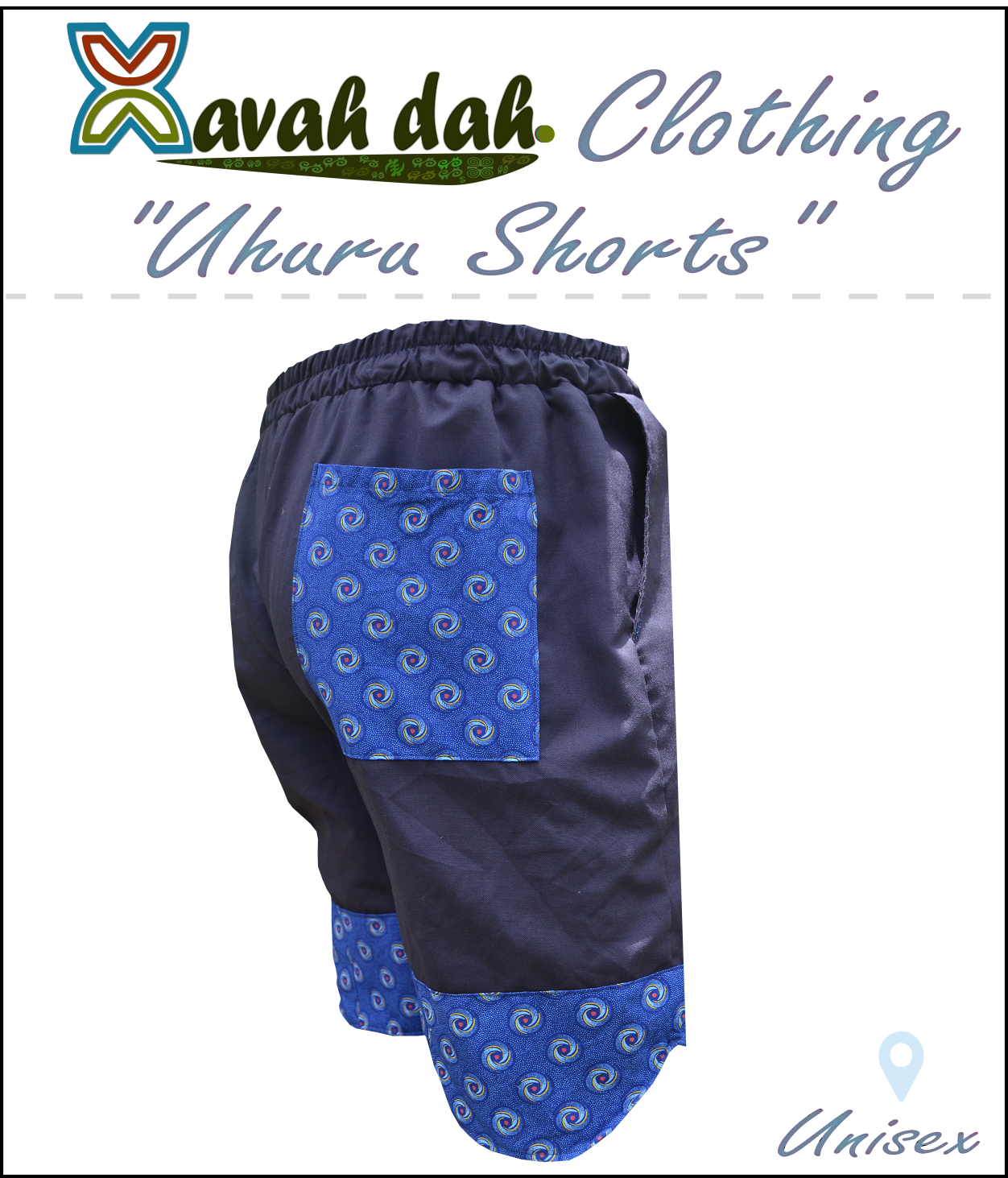 Shorts - Unisex Blue Shweshwe (Medium)